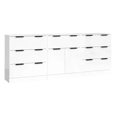 vidaXL Sideboards Piece High Gloss White Engineered Wood Storage Cabinet