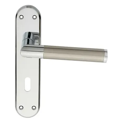 Round Bar Lever on Lock Backplate Door Handle x 40mm Chrome & Nickel