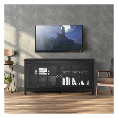 Modern TV Stand Glass Door Storage Cabinet Cable Management Center