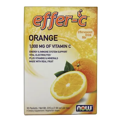 NOW Foods Effer-C Orange 1000mg Vitamin C | Energy & Immune Support | Packets