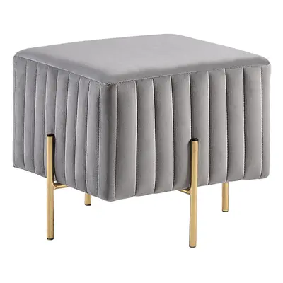 Velvet Footstool Grey DAYTON