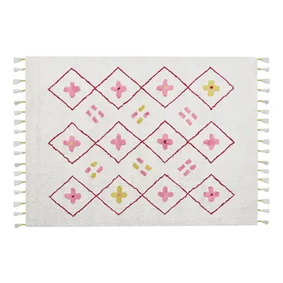 Cotton Kids Area Rug x cm White and Pink CAVUS