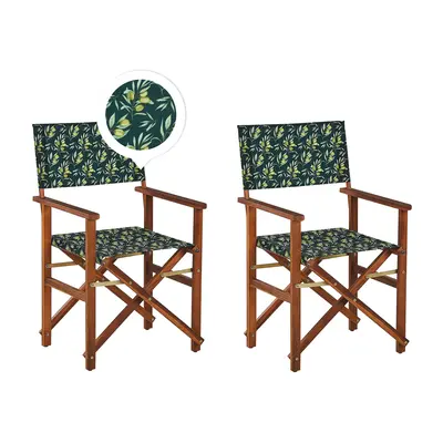 Set of Garden Chairs CINE Acacia Wood Dark Green