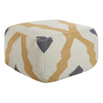 Wool Pouffe Beige and Yellow ZEUGMA