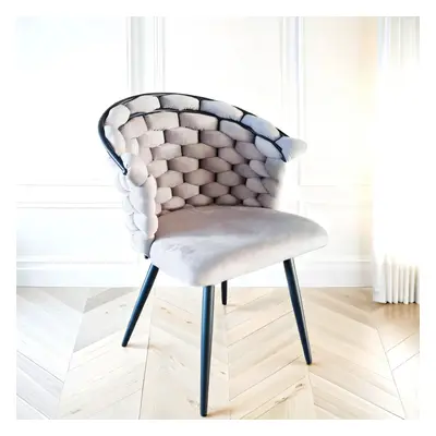 Valencia Grey Luxury Velvet Dining Chair With Black Legs