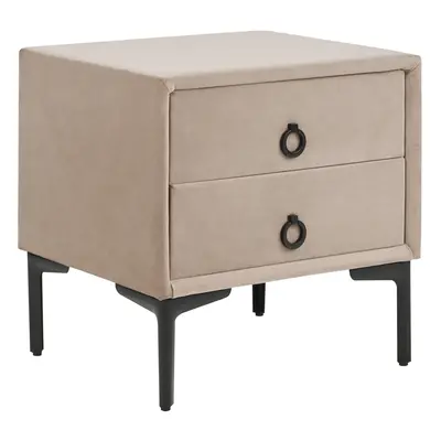 2 Drawer Bedside Table SEZANNE Velvet Taupe