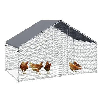 PawHut Walk In Chicken Run Large Galvanised Chicken Coop w/ Cover x 1.7 x 1.9m