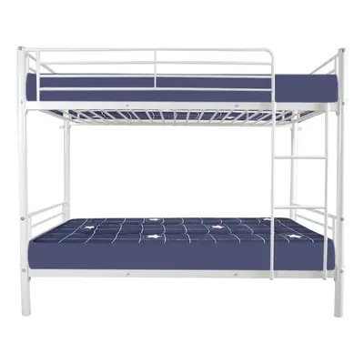 Heavy Duty Metal Twin Over Twin Bunk Bed W/ Ladder & Full-Length Guard Rail