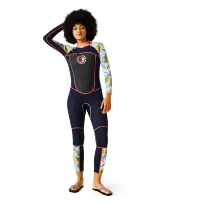 (6/8, Navy/Abstract) Regatta Womens Full 3MM UV Protect Back Zip Surf Surfing Full Length Wetsui