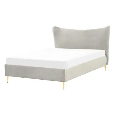 Bed CHALEIX x cm (EU Double) Velvet Light Grey