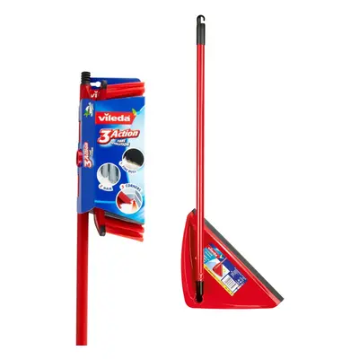 160498 3Action Broom Plus Long Handled Dustpan,Red,8 x x cm