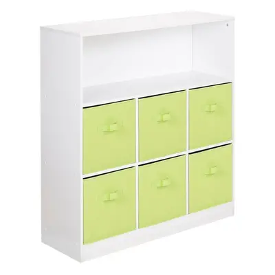 (White, Green) Wooden Cubed Bookcase Units Shelves Drawers