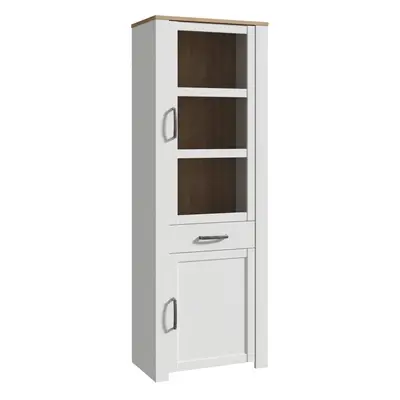 Bohol Narrow Display Cabinet in Riviera Oak/White