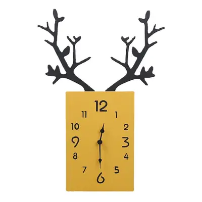 (Yellow) x 35cm Simple Wooden Antler Wall Clock Roman Numerals Wall Home Office Decor