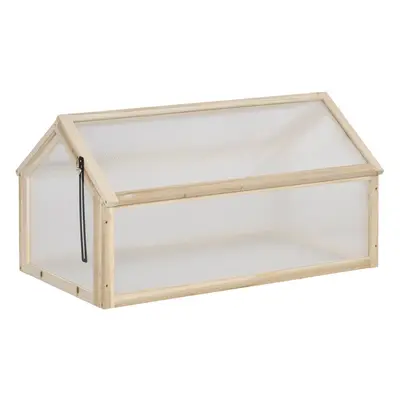 Outsunny Wooden Cold Frame Greenhouse Polycarbonate Grow House Natural