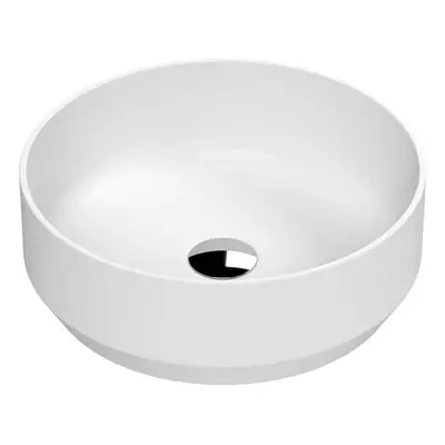 Round Matt Ceramic Countertop Vessel Without Overflow - 350mm - Matt White