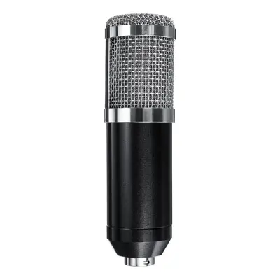 (Black) Condenser Microphone Live Broadcast Mic Computer Karaoke Large Diaphragm with Bracket fo