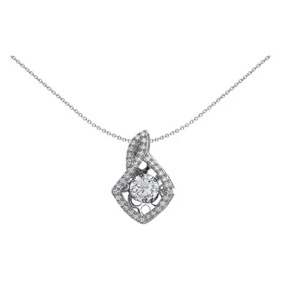 Jewelco London Ladies Sterling Silver Cubic Zirconia Solitaire Pendant Necklace inch - GVP350