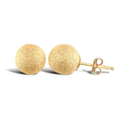 Jewelco London Ladies 9ct Yellow Gold Frosted Ball Bead Stud Earrings, 7mm - JES313