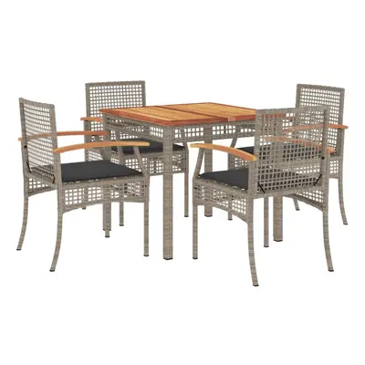 vidaXL Garden Dining Set Piece with Cushions Outdoor Chair Grey Poly Rattan