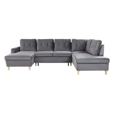 Sofa Bed LERUM Grey Velvet Symmetrical