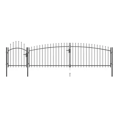 (5 x 1.5 m) vidaXL Garden Fence Gate with Spear Top Black Barrier Fence Panel Multi Sizes