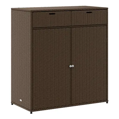 (brown) vidaXL Garden Storage Cabinet Outdoor Storage Box Cupboard Beige Poly Rattan