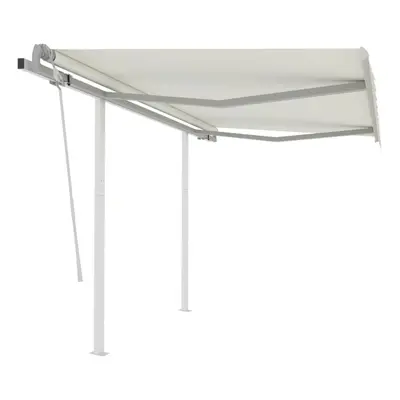 vidaXL Manual Retractable Awning with Posts 3x2.5 m Cream Outdoor Patio Garden