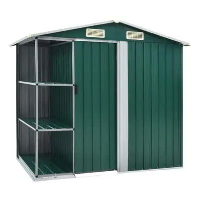 Garden Shed with Rack Green 205x130x183 cm Iron