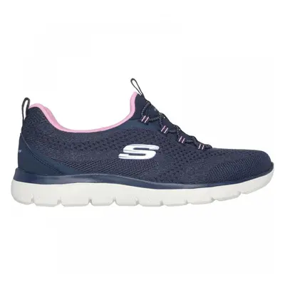 (3 (Adults')) Summits New Nature | Navy/Pink | Women's Stretch Lace Memory Foam Trainers