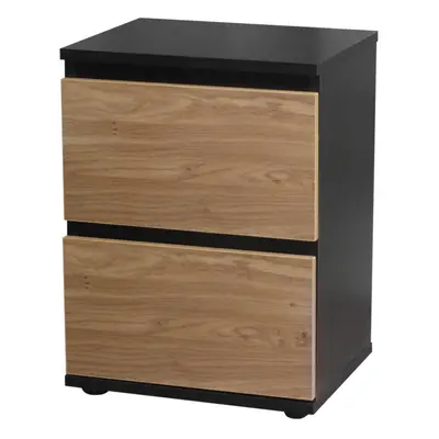 (Black Carcass and Oak Drawers) Drawer Wooden Bedside Cabinet Side Table