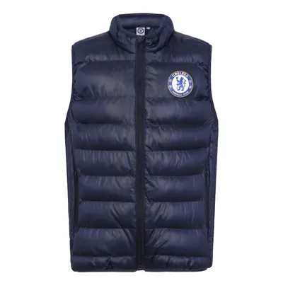 (Navy Zip, Years) Chelsea FC Official Football Gift Boys Padded Body Warmer Jacket Gilet