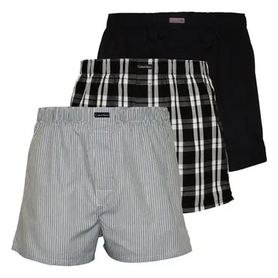 (M) 3-Pack Classic-Fit Woven Boxer Shorts, Black/Morgan Plaid/Montague Stripe