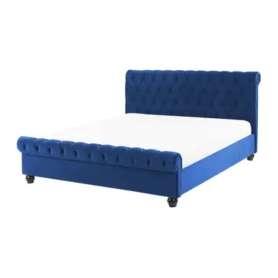 Bed Velvet AVALLON x cm (EU King Size) Navy Blue