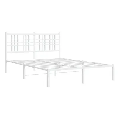 (white, 135x190 cm/with headboard) vidaXL Metal Bed Frame with Headboard Home Bed Base Bedstead 