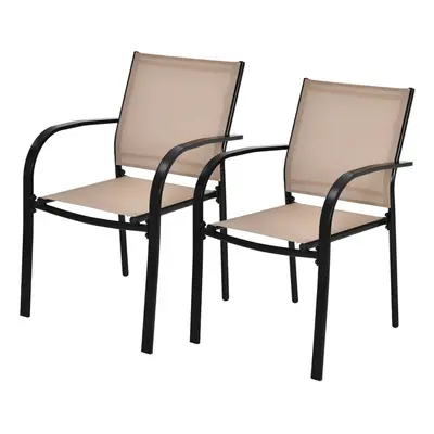 2 Pieces Outdoor Dining Chairs Stackable Chairs Patio Bistro Chairs