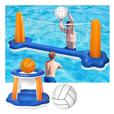 Inflatable Water Volleyball Net Basketball Hoop Basketball Volleyball Floating Toys Swimming Poo