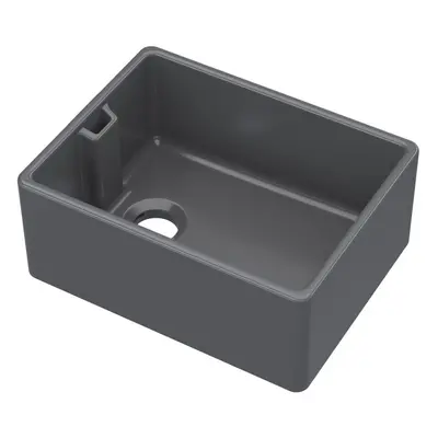 Fireclay Kitchen Single Bowl Belfast Sink with Built In Overflow, 595mm x 455mm x 254mm - Soft B