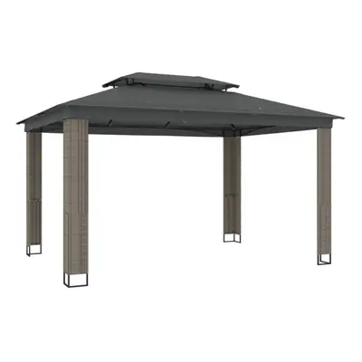 (anthracite, 3.94 x 2.96 m) vidaXL Gazebo with Double Roof Pavilion Tent Marquee Balcony Shelter