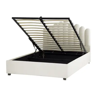 Ottoman Bed VINCENNES x cm (EU Double) Velvet Off-White