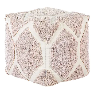 Cotton Pouffe x cm Beige and Pink ROJHAN