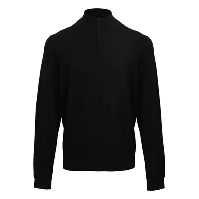 (XS, Black) Premier Mens Zip Neck Sweatshirt