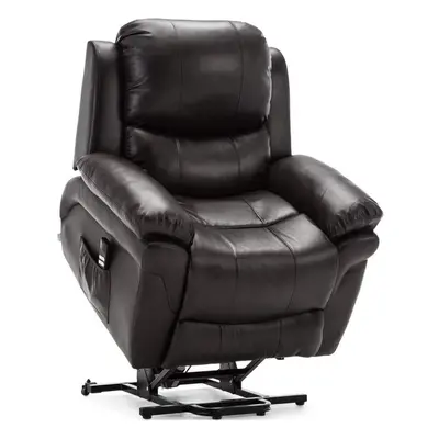 (Brown) Madison Dual Motor Rise Recliner Bonded Leather Armchair Sofa Lounge Mobility Chair