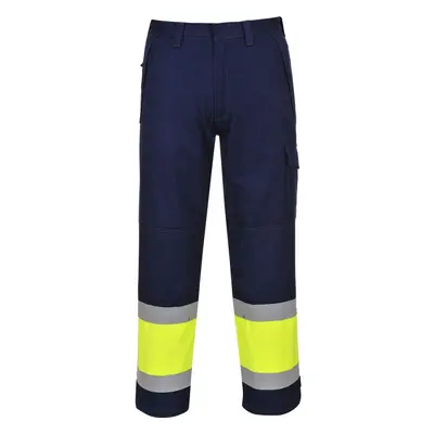 (Yellow/Navy, XL) Portwest Hi Vis MODAFLAME Trouser