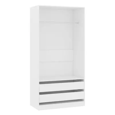 vidaXL Wardrobe Chipboard 100cm White Clothing Cabinets Shelves Hanger Storage