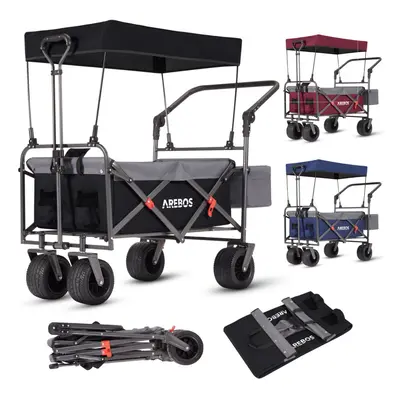 AREBOS Handcart Foldable with Roof | Luxury Hand Trolley | Folding Trolley | Transport Trolley |