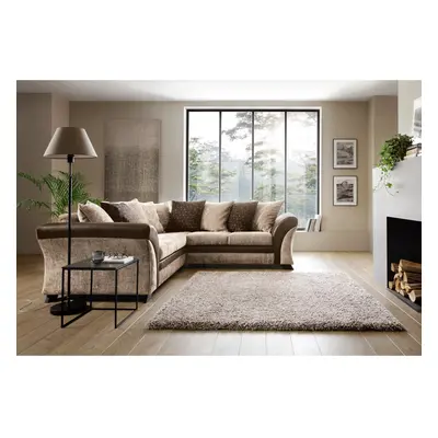 (Brown) FARROW CRUSHED CHENILLE CORNER SOFA