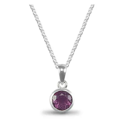 Jewelco London Rhodium Coated Sterling Silver Amethyst Round Cut Solitaire Necklace - ANC004