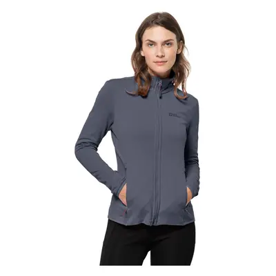 (M, Dolphin) Jack Wolfskin Womens Peak Grid High Collar Midlayer Stretch Fleece Sweater