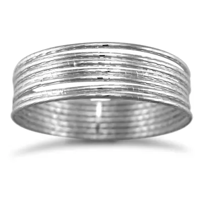 Jewelco London Rhodium Silver strand D/C Slave Bangle - Ladies - ABG006